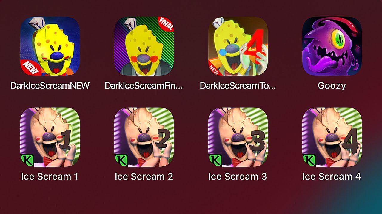 ICE SCREAM 4,3,2,1, GOOZY, DARK ICE SCREAM NEW, DARK ICE SCREAM FINALE (IPAD GAMES)