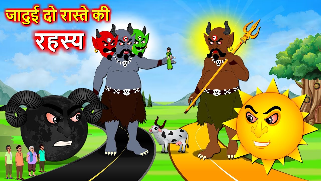 जादुई दो रास्ते की रहस्य - New Hindi story | Moon Vs Sun | Hindi Cartoon | Moral stories in Hind