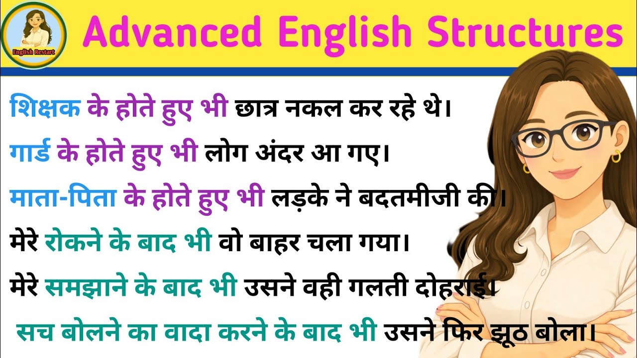 के होते हुए भी/ के बाद भी in English| Advanced English Structures| English speaking practice 