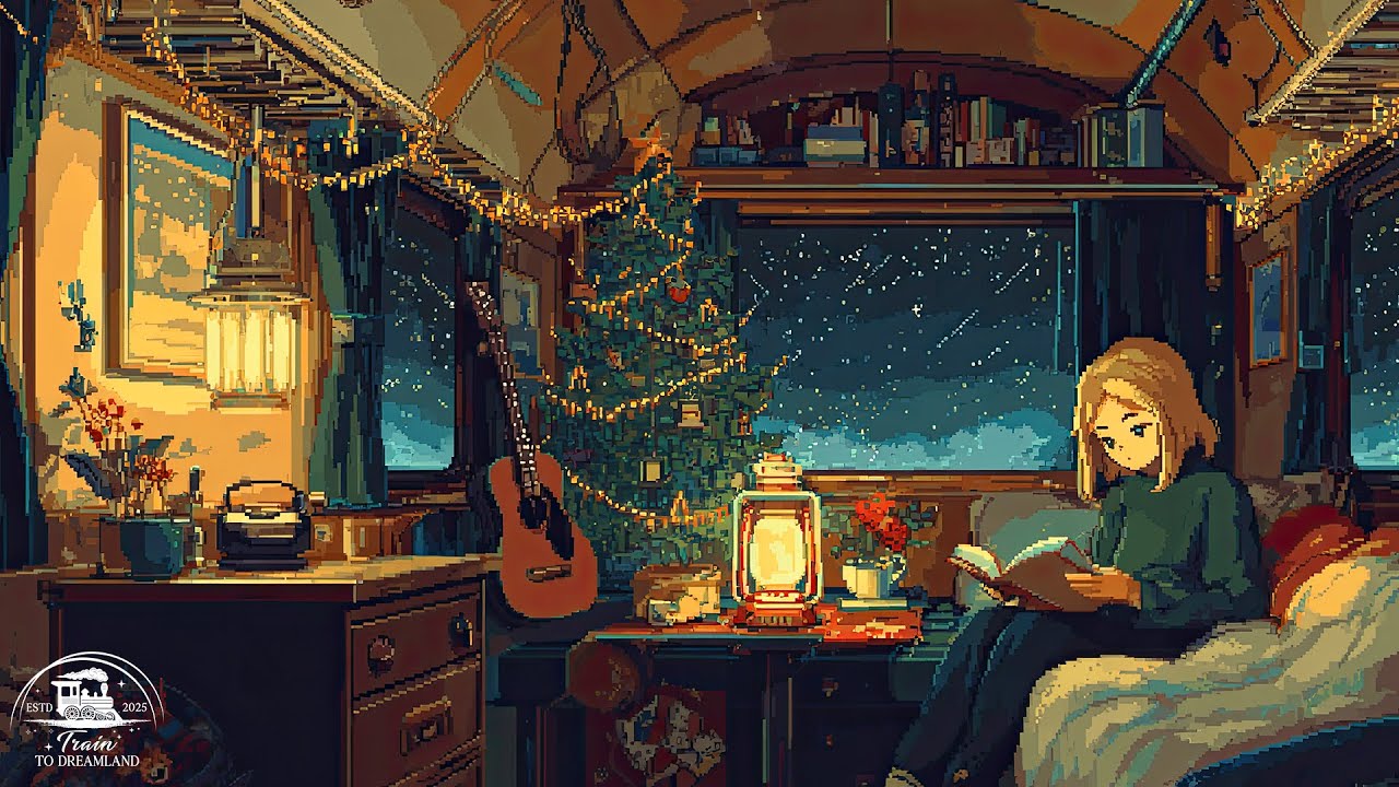 Relaxing Piano Music & Train Sounds for Deep Sleep 🚂 Christmas Eve on the Train
