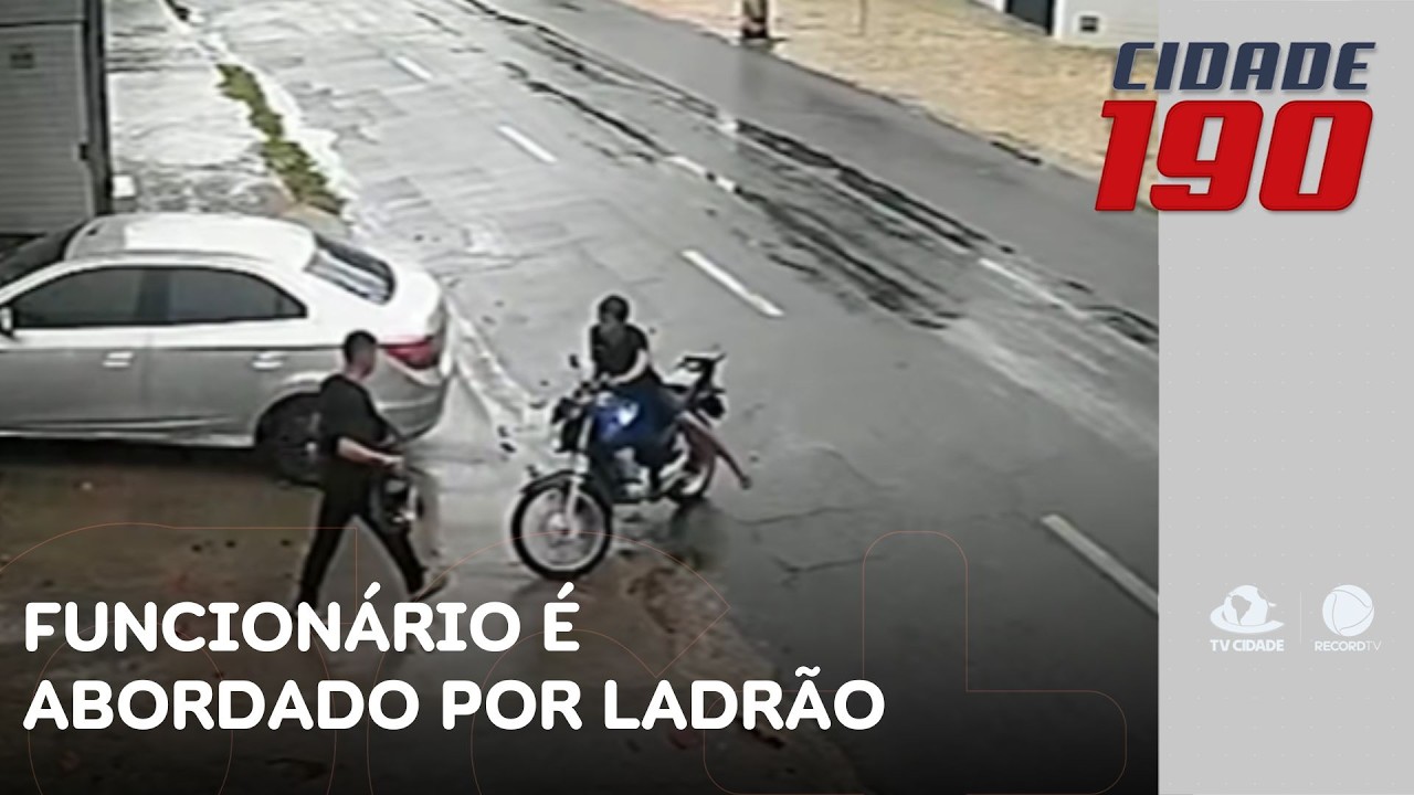 Funcionário é abordado por ladrão ao chegar na empresa e tem moto roubada | Cidade 190