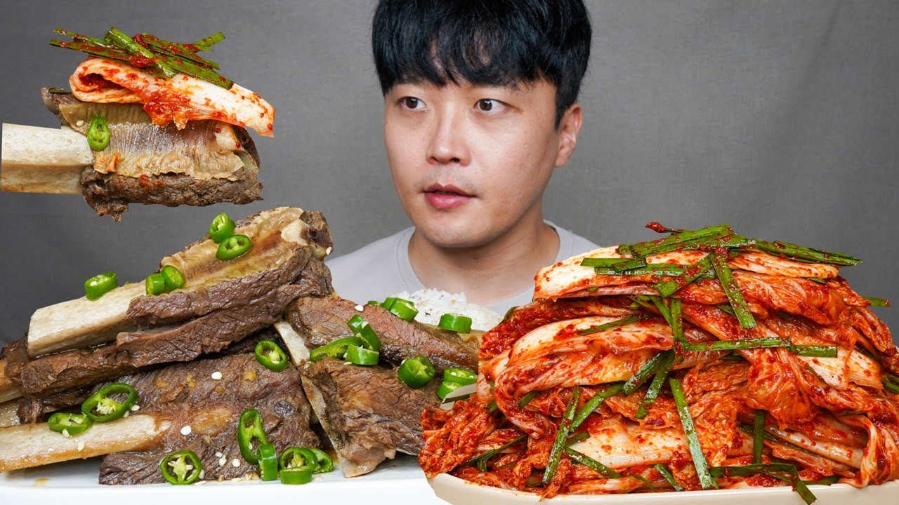 [와차밥] 간장에 살짝 졸인 왕갈비 갓담근 김치 먹방 Kimchi & Braised Beef Ribs ASMR MUKBANG REAL SOUND EATING