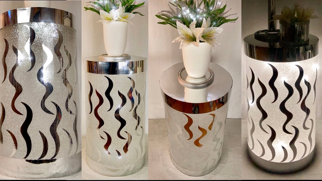 DIY Glam Crushed Ice Side Table With LED Lighting | Using Acrylic Lighting Sheet | Home Decor 2021