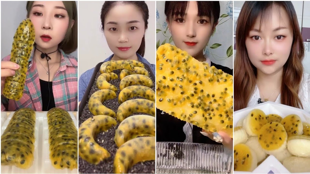 Ice Eating🧊❄️ FROZEN PASSION FRUIT ICE CRUNCH ASMR RELAXING VIDEO