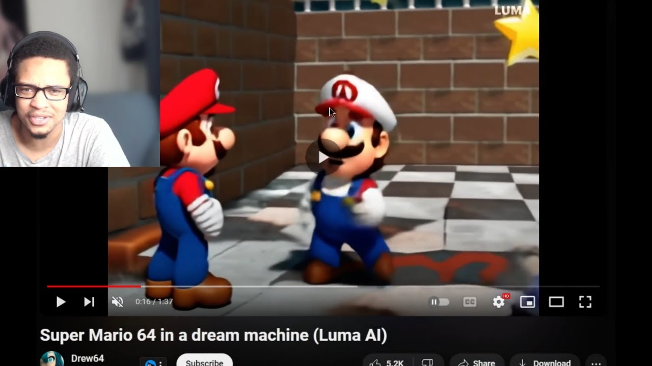 SUPER MARIO GAMES IN LUMA AI REACTION