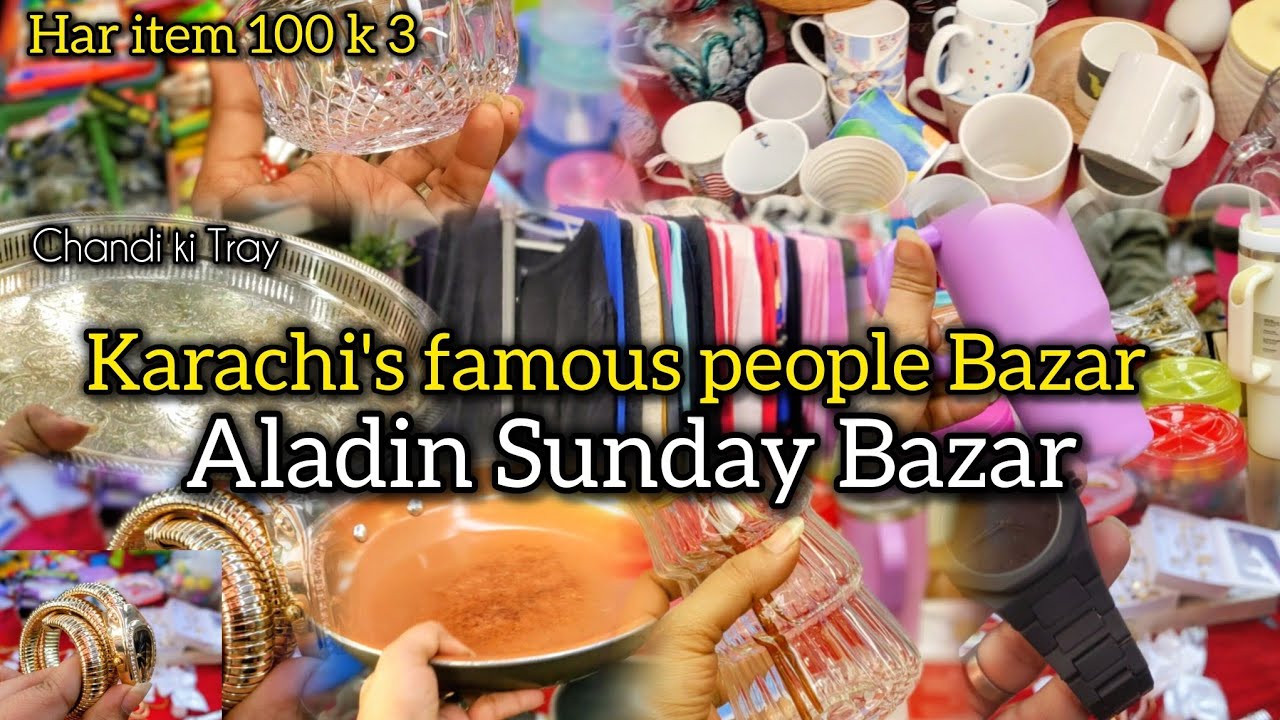 By 1 only 100rs  get 2 free crockery items || Aladin Sunday Bazar new vlog ✨
