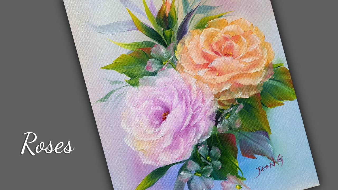 유화 장미 그리기 | How to paint Roses | Oil painting flowers | Easy way to draw Roses