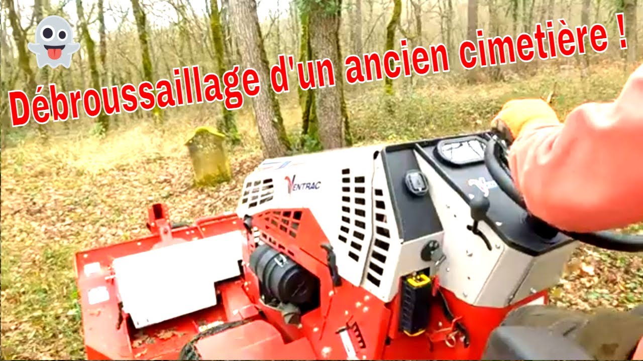 Débroussaillage d'un ancien cimetière dans les bois avec le Ventrac 4520Y et l'Orec rabbit RM982F
