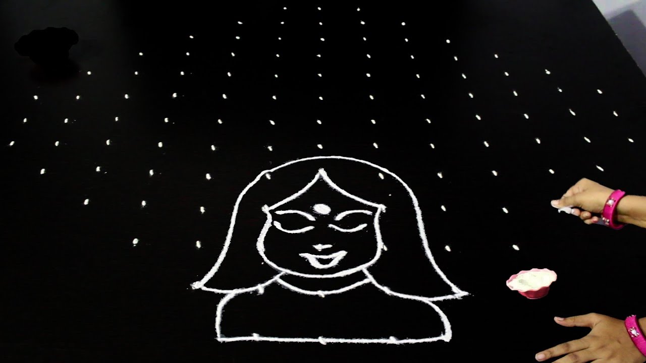 Simple rangoli designs with 13X3X3 dots | Man doll rangoli designs | telugu muggulu