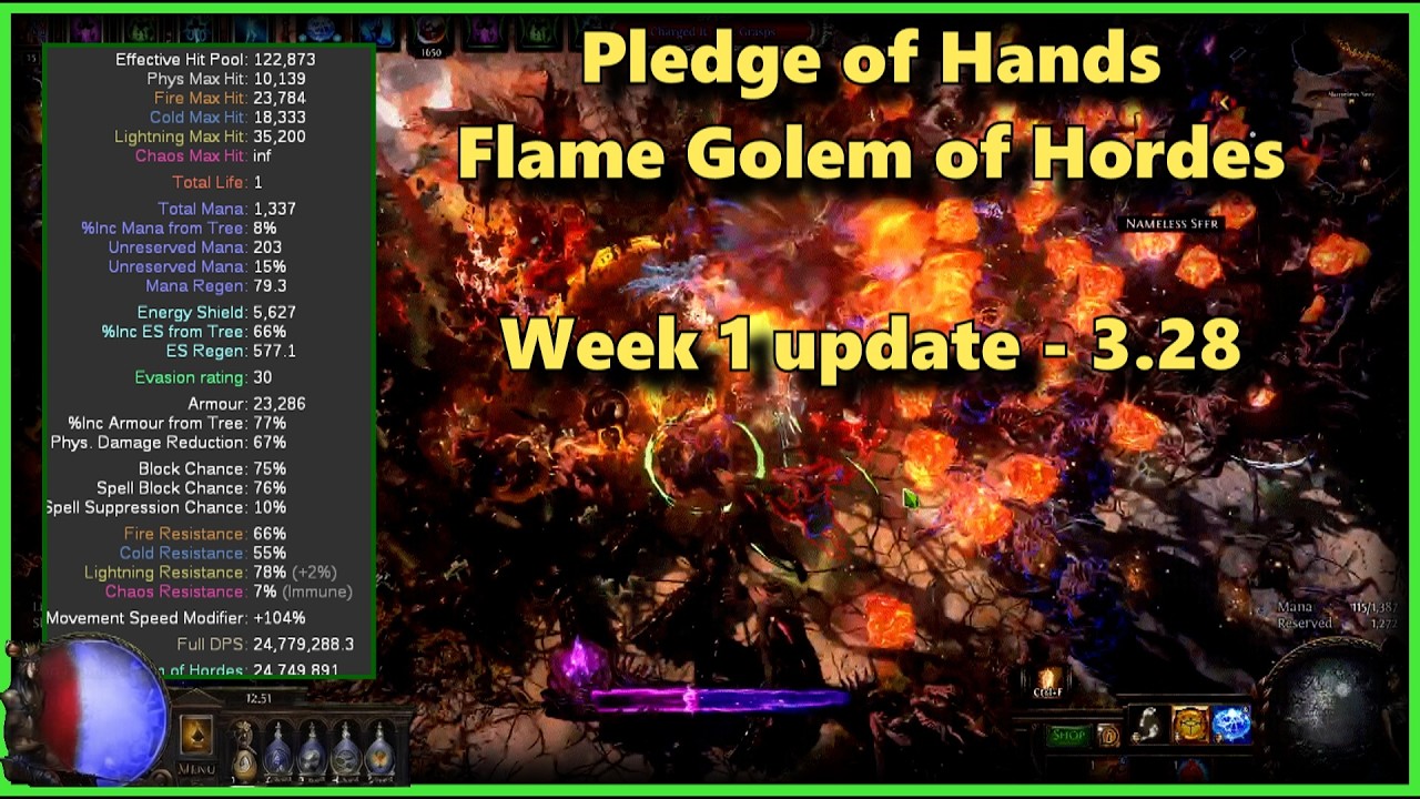 3.28 League start - Flame Golem of Hordes Elementalist Week 1 - Leveling guide soon