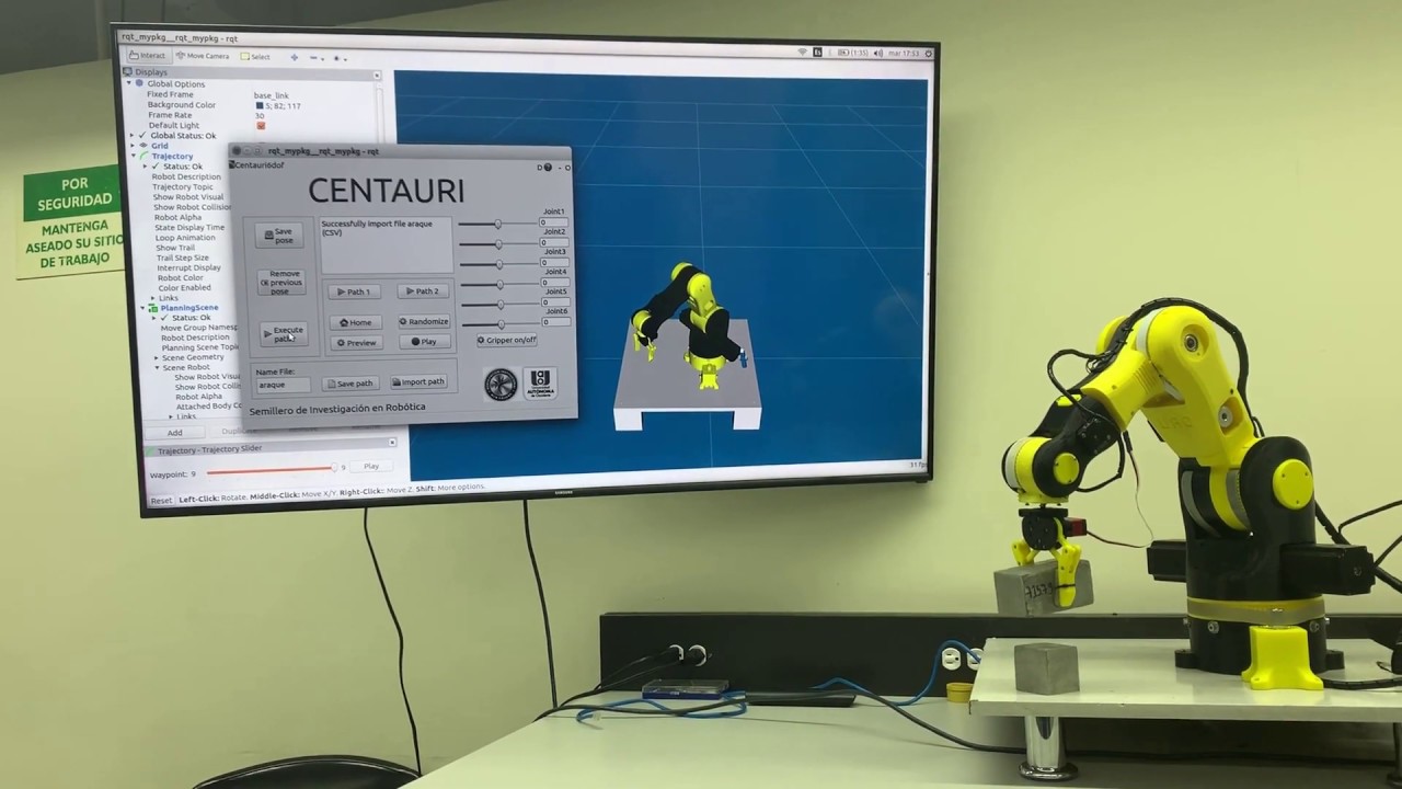 3D Printed Robotic Arm controlled with Arduino & ROS using a user interface