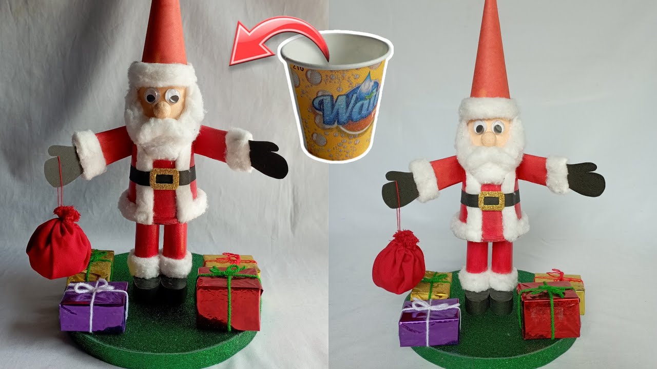 Santa Claus Making With Paper Cup | Christmas Decoration Ideas 2023