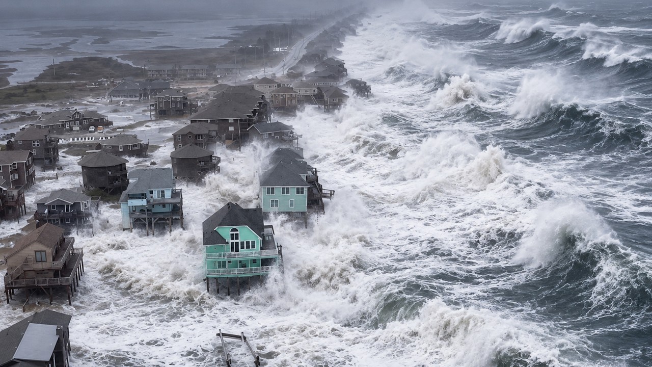 13-FT SURF SLAMS NORTH CAROLINA | Islands Cut Off as Oceanfront Homes Face Collapse Threat