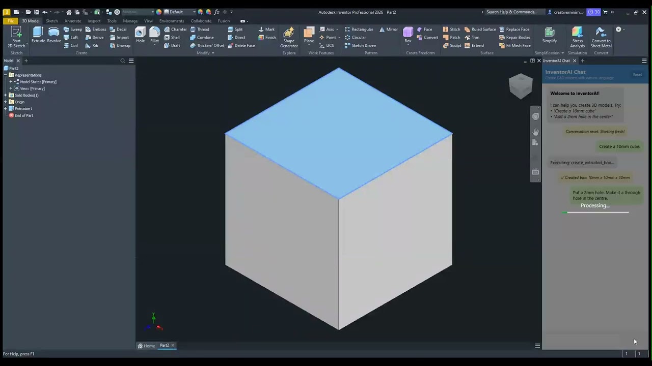 Voice Controlled CAD: Building 3D Models in Autodesk Inventor Using AI and Speech Recognition INSANE