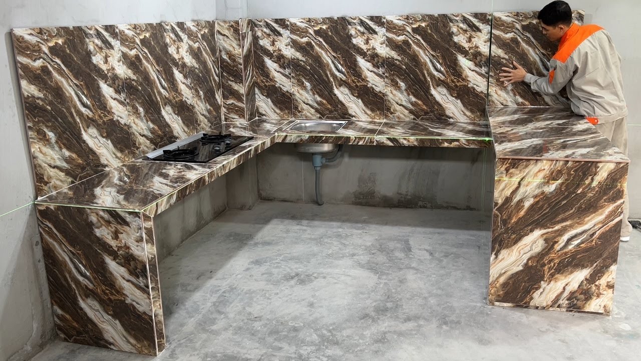How To Building a Kitchen Table Concrete Strong and Sturdy With Ceramic Tiles