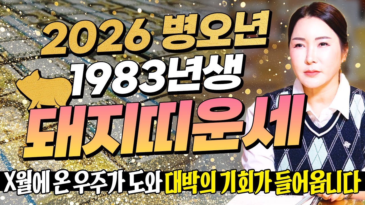 꼭 혼자보세요..!! 2026년 1983년생 44세 돼지띠운세 배신당했던 모든날을 보답받습니다! 83년생 돼지띠의 운명과 평생의 운세 / 44세 돼지띠 병오년 신년운세