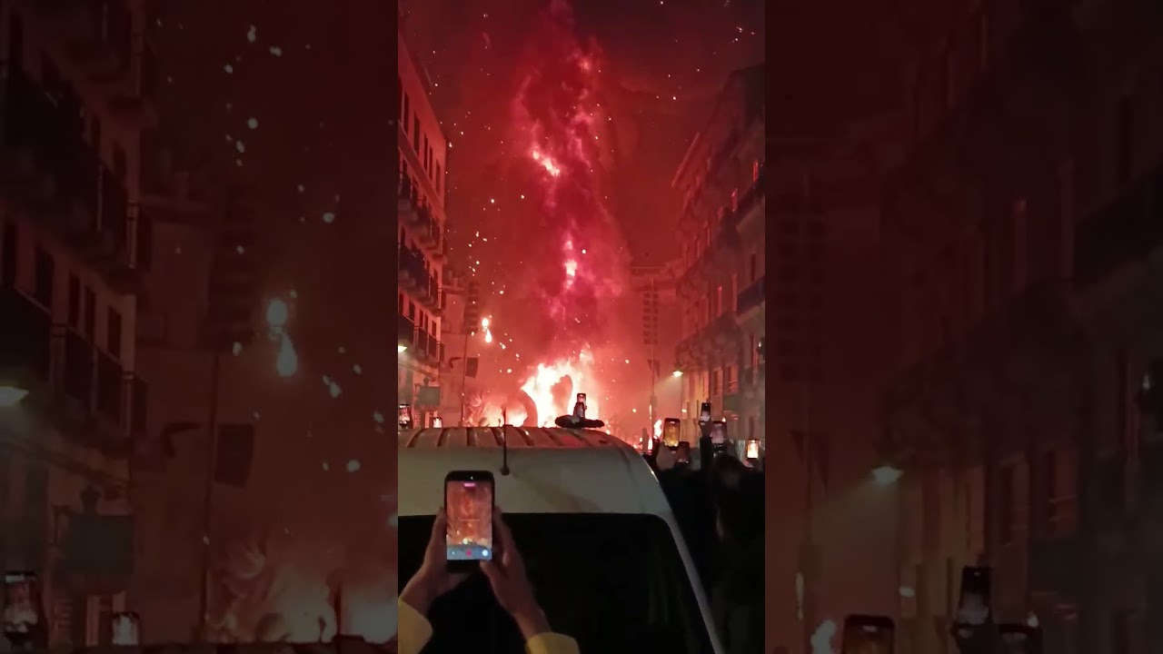 Crema de la falla convento Jerusal&eacute;n. Por la fiesta de las fallas de Valencia 2026. 