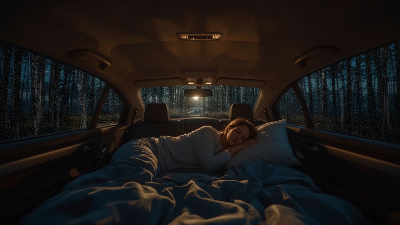 8 Hours Heavy Rain in Van | Sleep Ambience