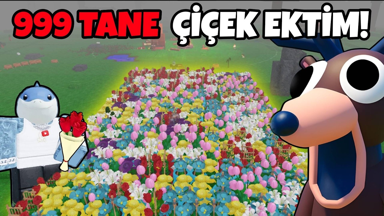 BU KADAR ÇİÇEK FAZLA MI!? 😨🌹 999 TANE EKTİM! 💖 - Roblox Ormanda 99 Gece 🌲🌙