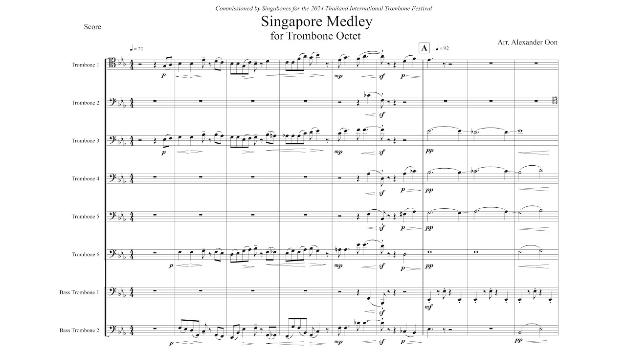 [Score] Singapore Medley for Trombone Octet - arr. Alexander Oon (2024)