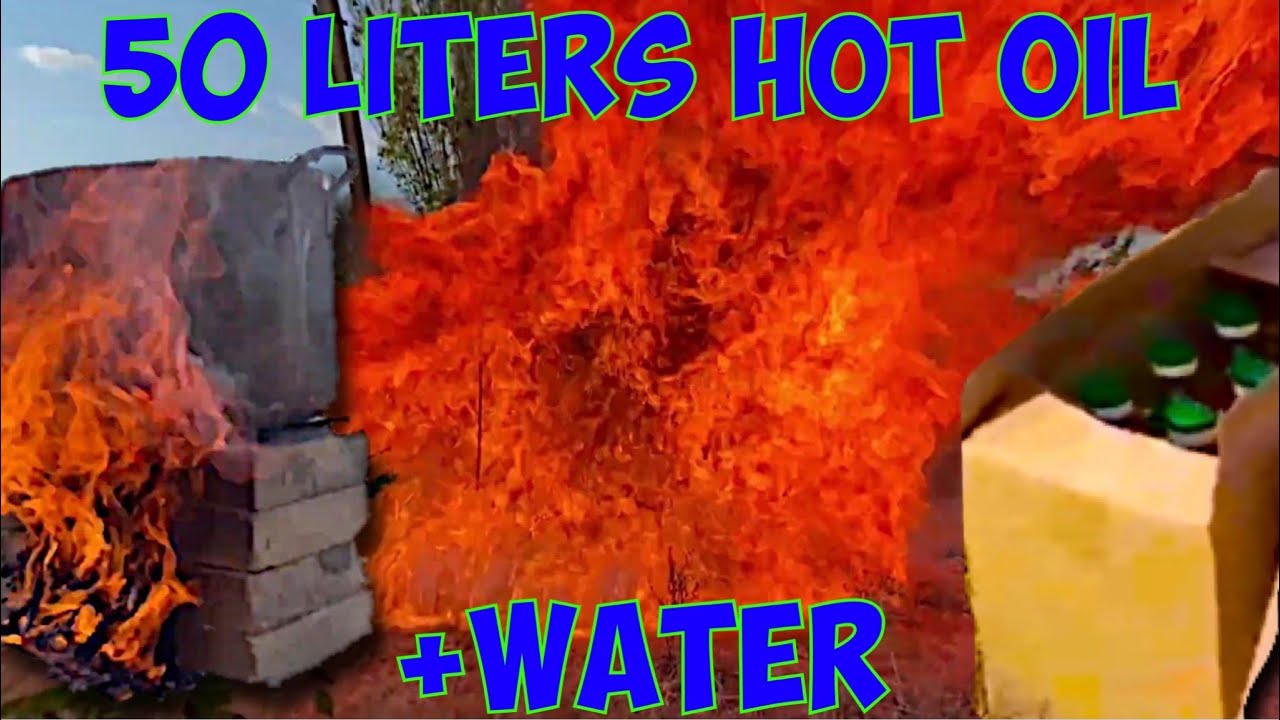 50 LITERS HOT OIL + WATER = ?! SUPER REACTION !!! FIRE ??!