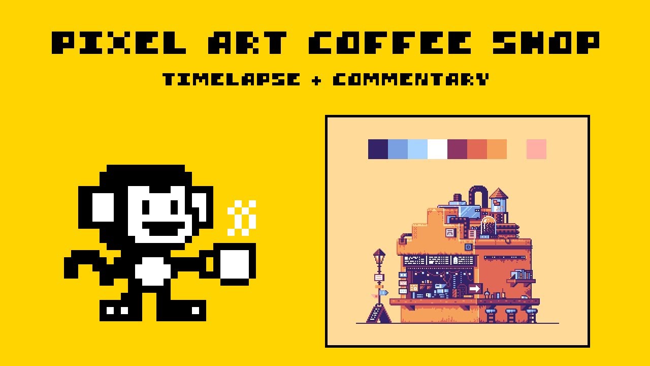 Pixel Art Coffee Shop (Timelapse + Commentary) #coffee9