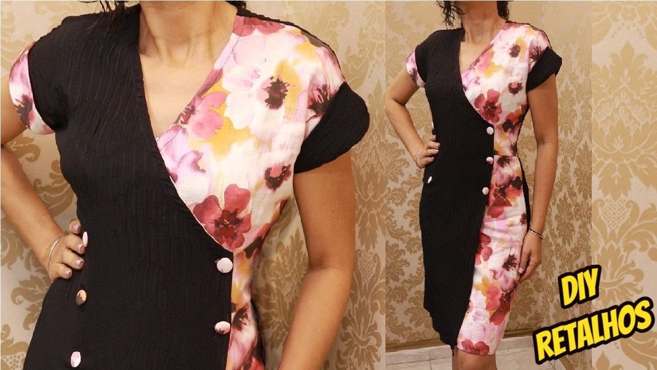 VESTIDO TRANSPASSADO INICIANTE DE RETALHOS DIY Luciete Vasconcelos