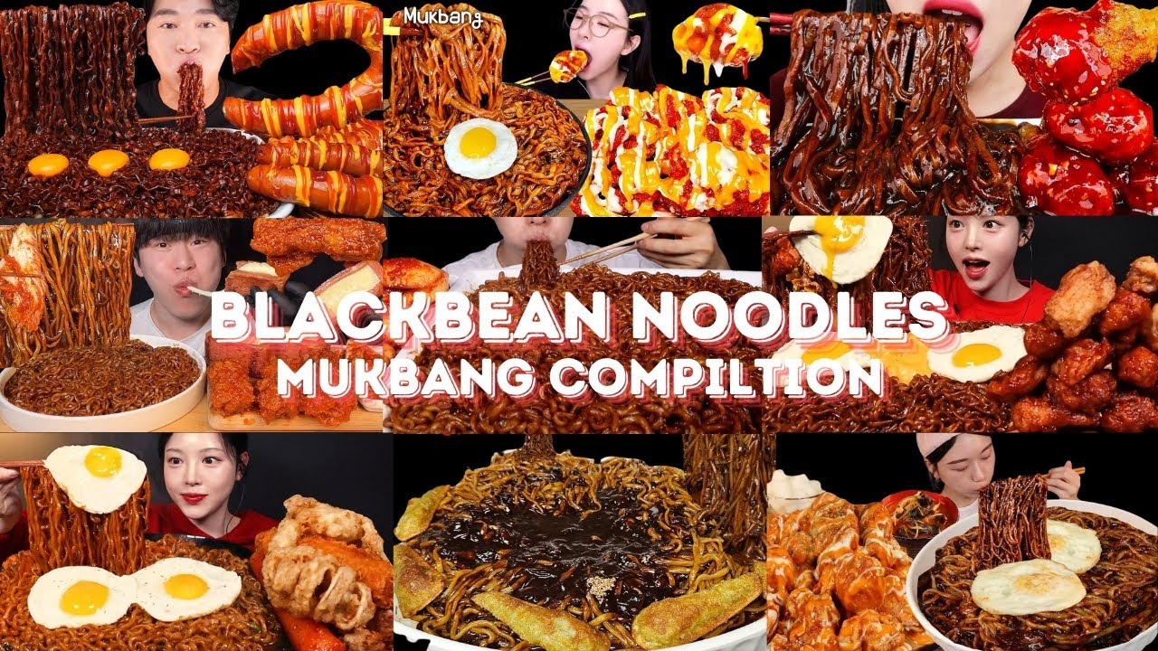 *30 MINS* BLACKBEAN JAJANGMYEON NOODLES MUKBANG *ASMR* COMPILATION |  BIG BITES | EATING SOUNDS