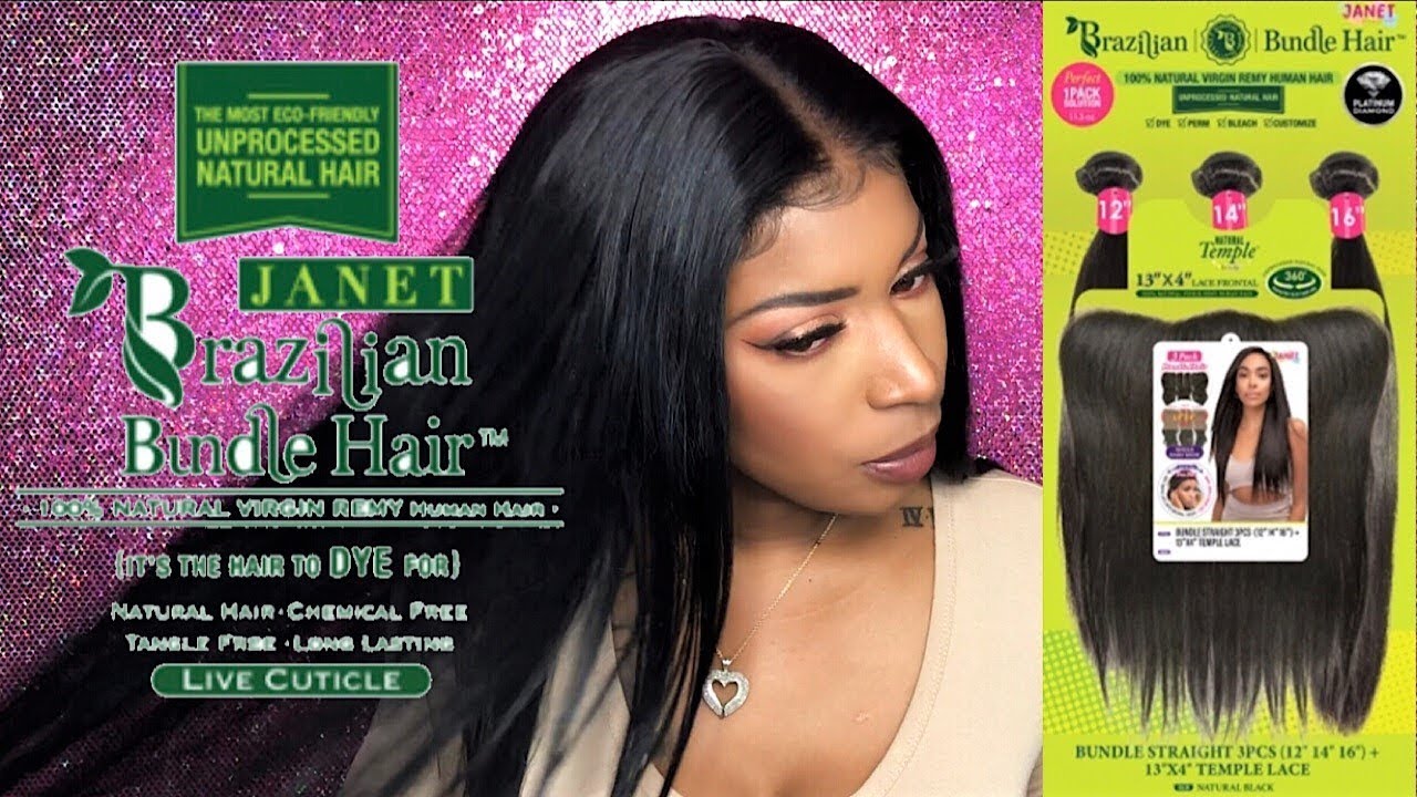 Janet Collection 1 Pack Solution Bundles + Frontal | Beauty Supply Hair | Stocking Cap Method