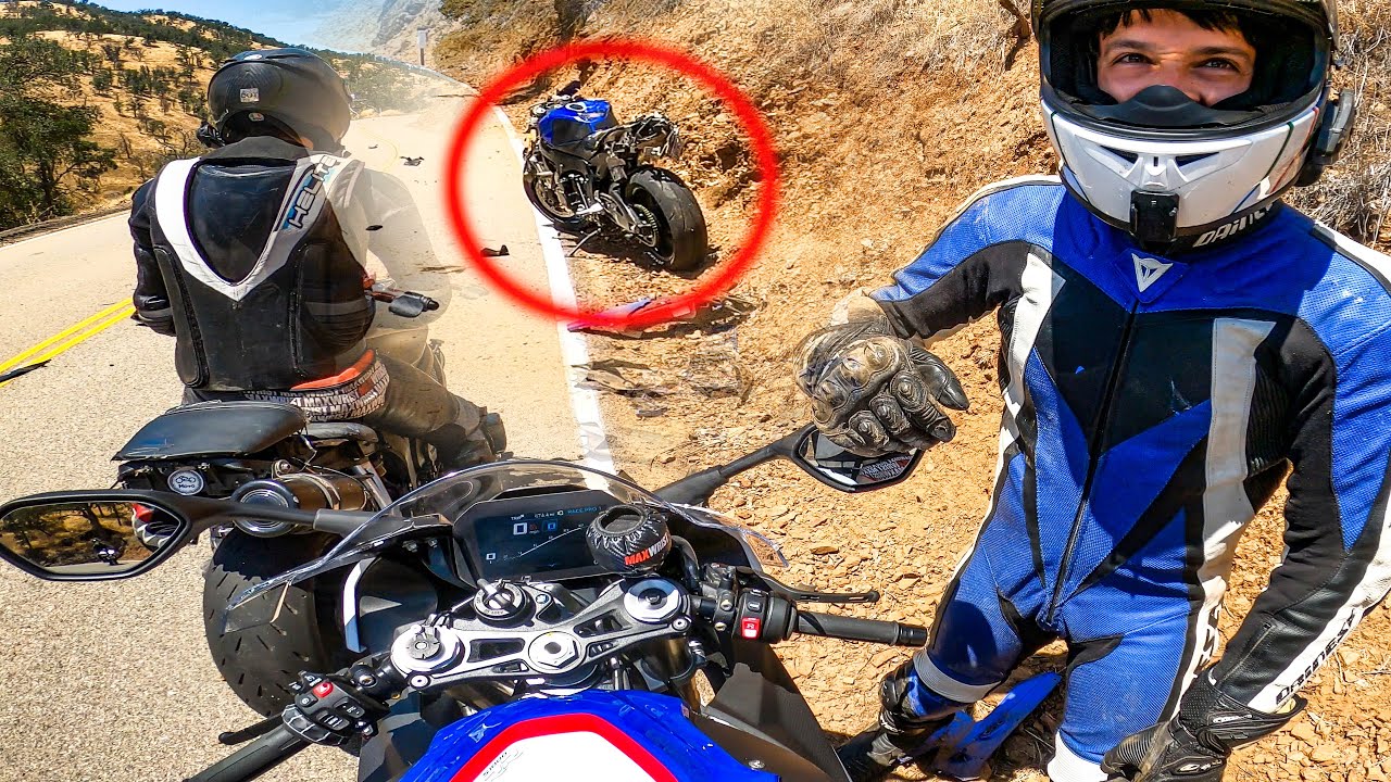 GSXR 600 Tries To Keep Up With BMW S1000RR... CRASH😲