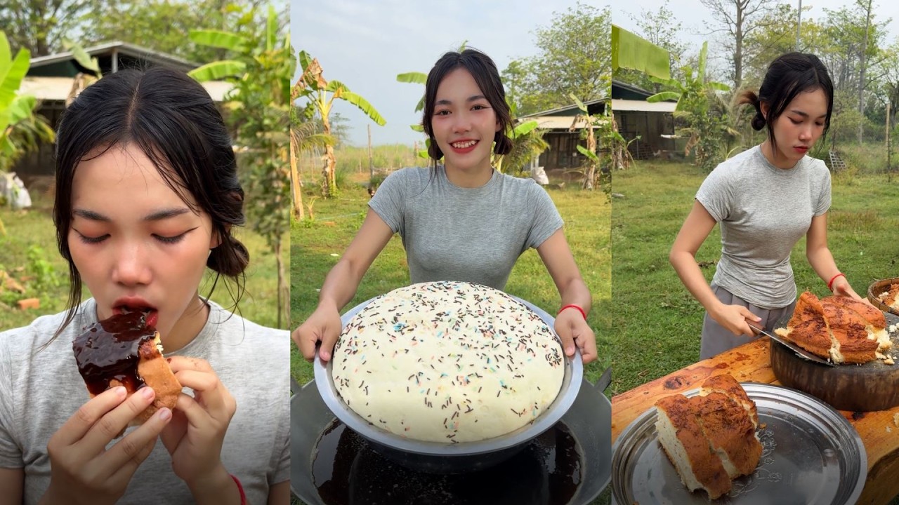 Amazing cooking deep fried cake with sauce recipe