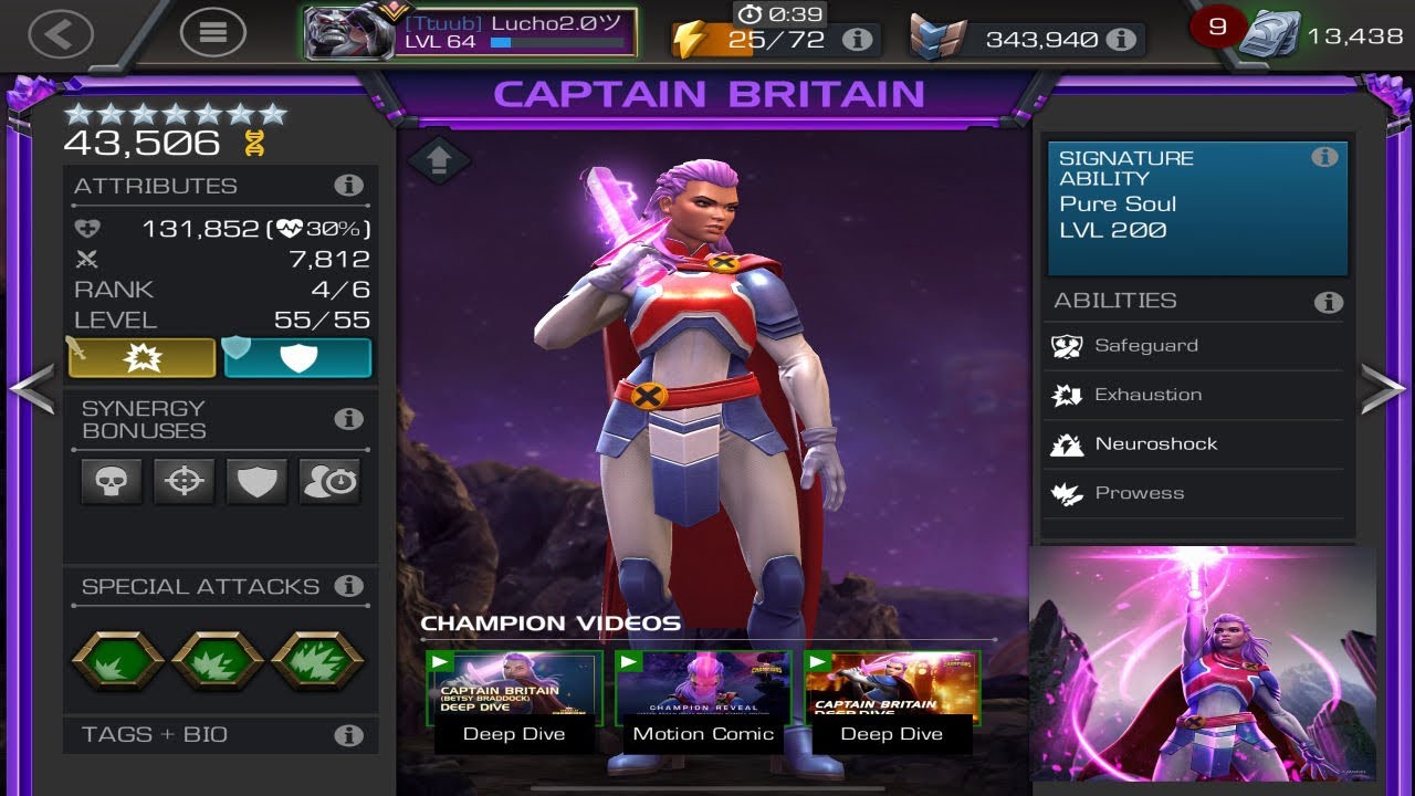 Rank 4 Sig 200 Captain Britain Showcase! A VERY Strong Attacker! | Marvel Contest Of Champions