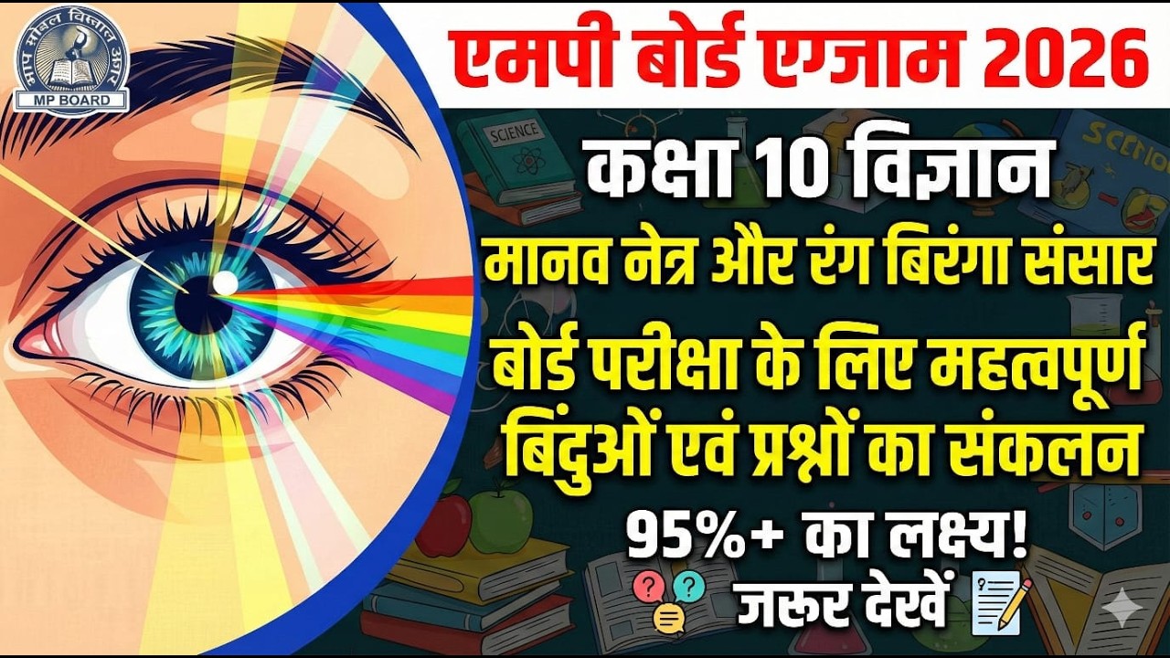 board Exam वार्षिक परीक्षा 2026|CLASS 10|विज्ञान|SCIENCE| हमारा नेत्र एवं रंग विरंगा संसार|Human Eye