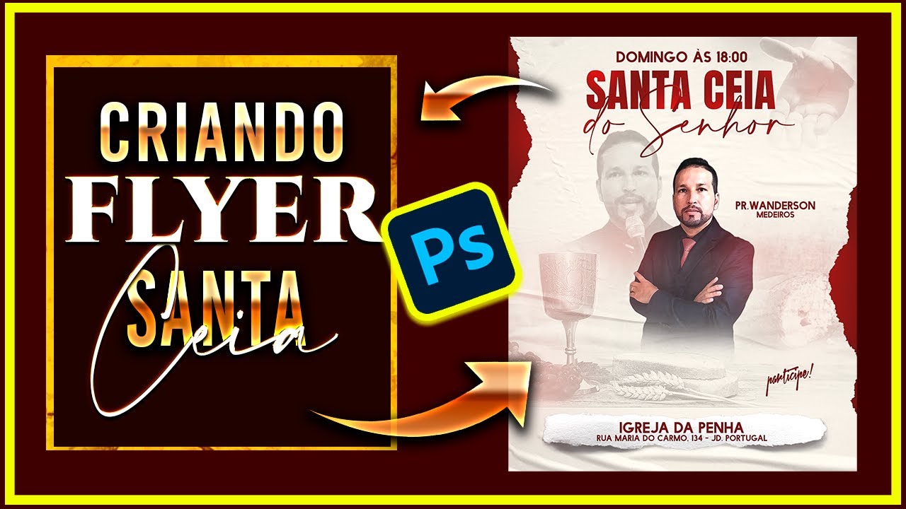 Cartaz Flyer clean no Photoshop, culto de santa ceia.