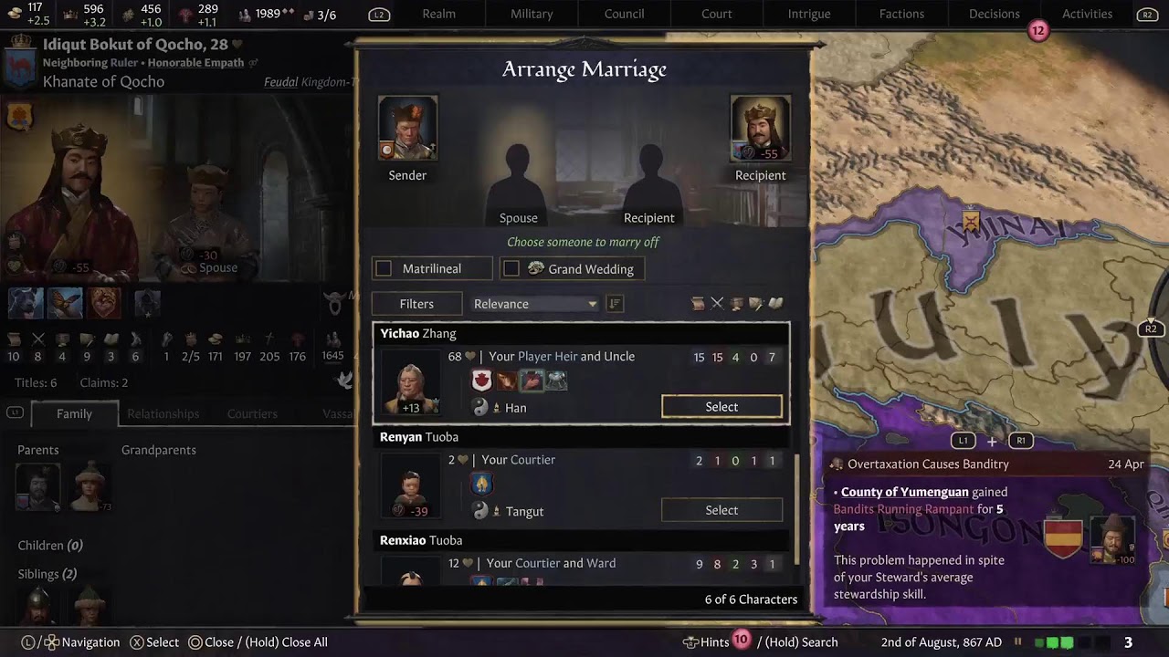 Crusader Kings 3, Zhang, King Huaishen of Guiyi, 867, 01