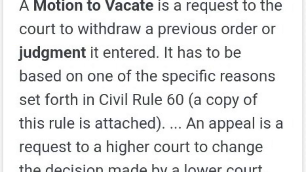 Need A Motion To Vacate?