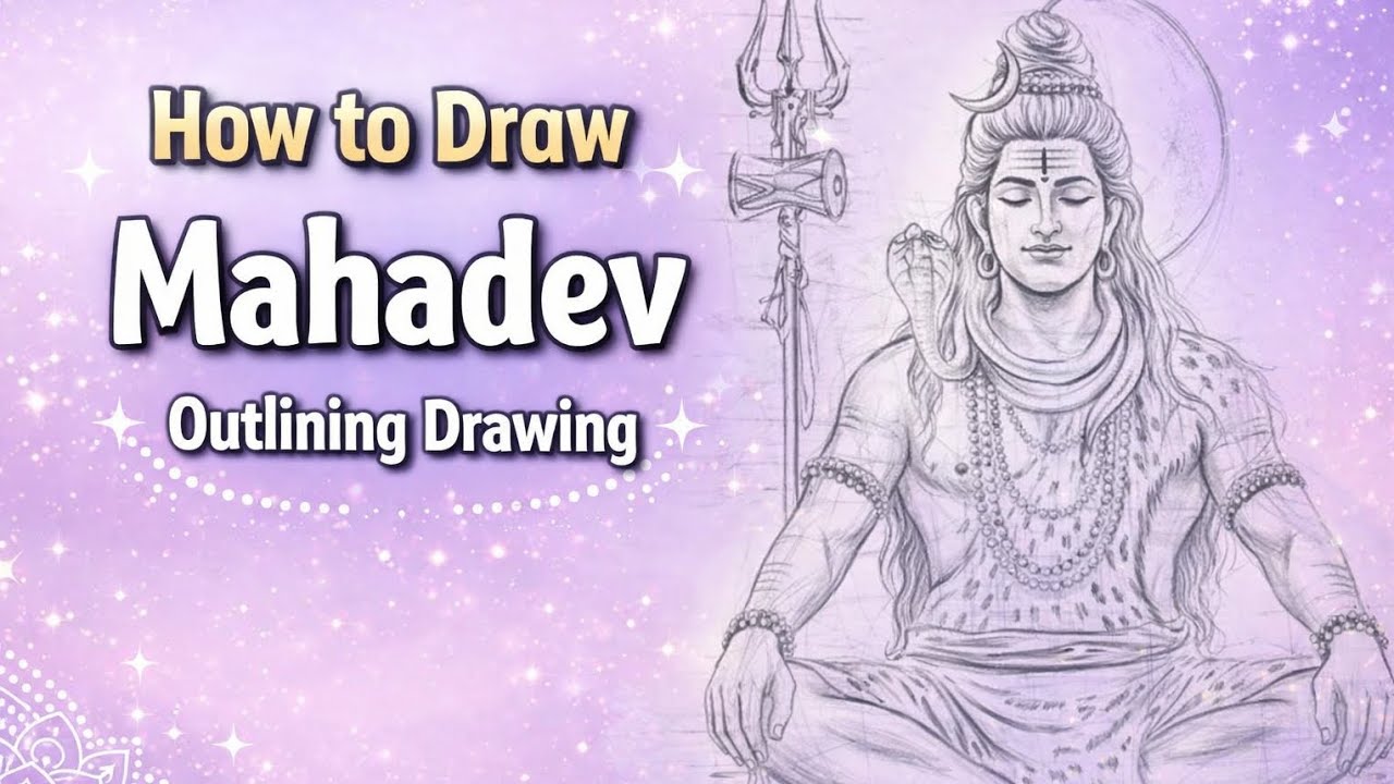 Mahadev Drawing Tutorial 🕉️ | How to Draw Shiv Ji Outline Step by Step 