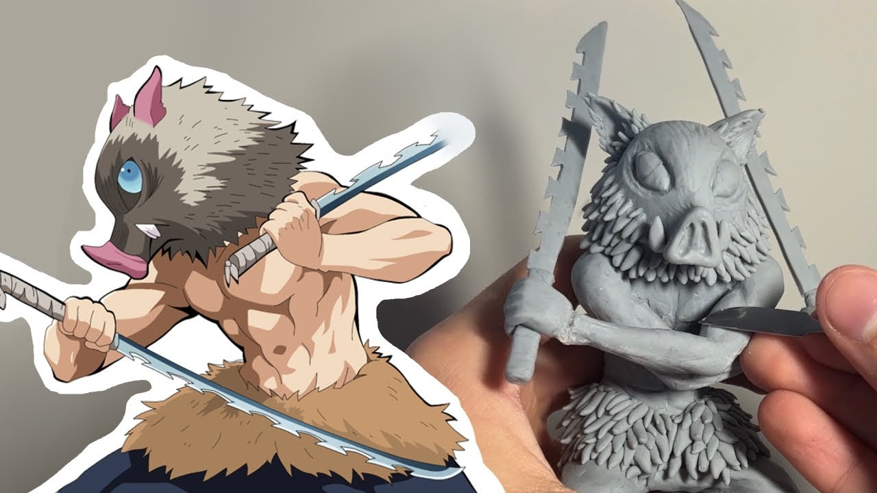 Sculpting Inosuke out of Polymer Clay | Demon slayer