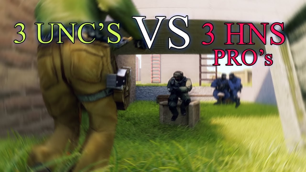 3 игрока UNC против 3 игроков HNS PRO в Counter-Strike 1.6 (Безумные перемещения)