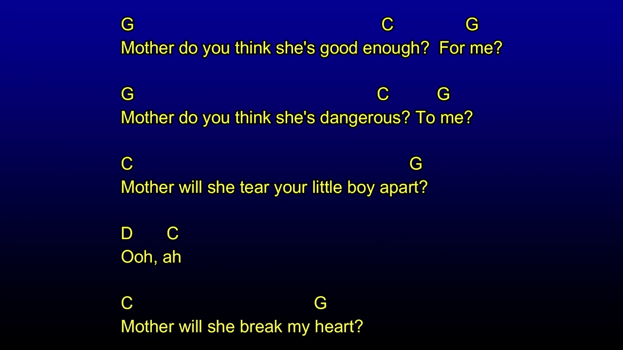 Mother - Guitar Backing Track+Chords+Lyrics