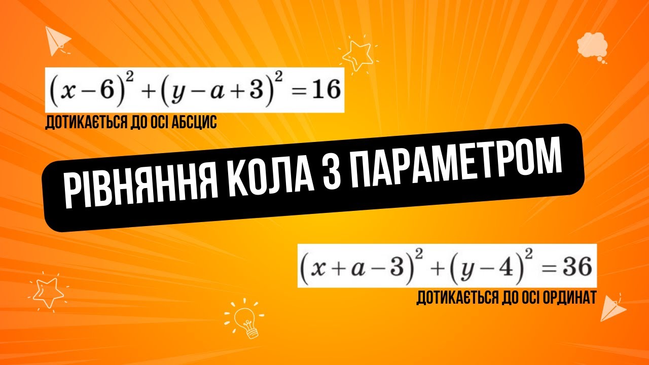 Параметр і рівняння кола (коло дотикається до осі абсцис або ординат)