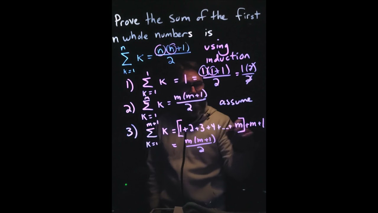 Using induction to prove the sum of the first n whole numbers.