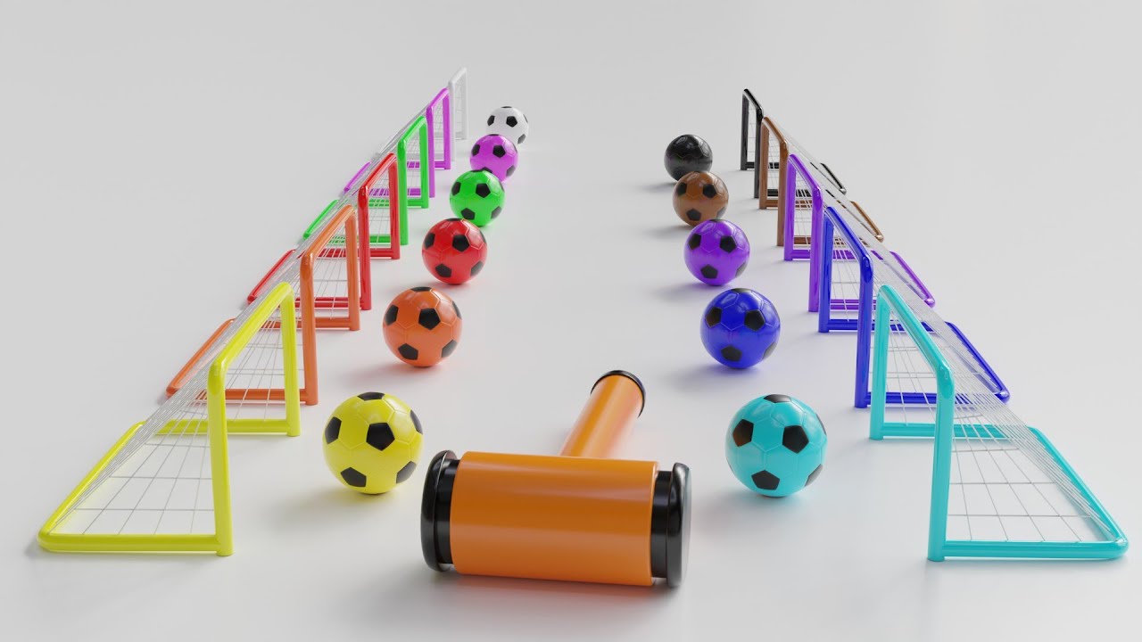 Palloni da calcio per imparare i colori per bambini - Video didattici 3D educazione per bambini