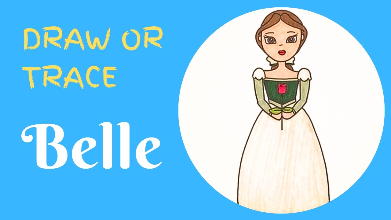So EASY! How to Draw Belle in a Green Dress || Beauty and the Beast
