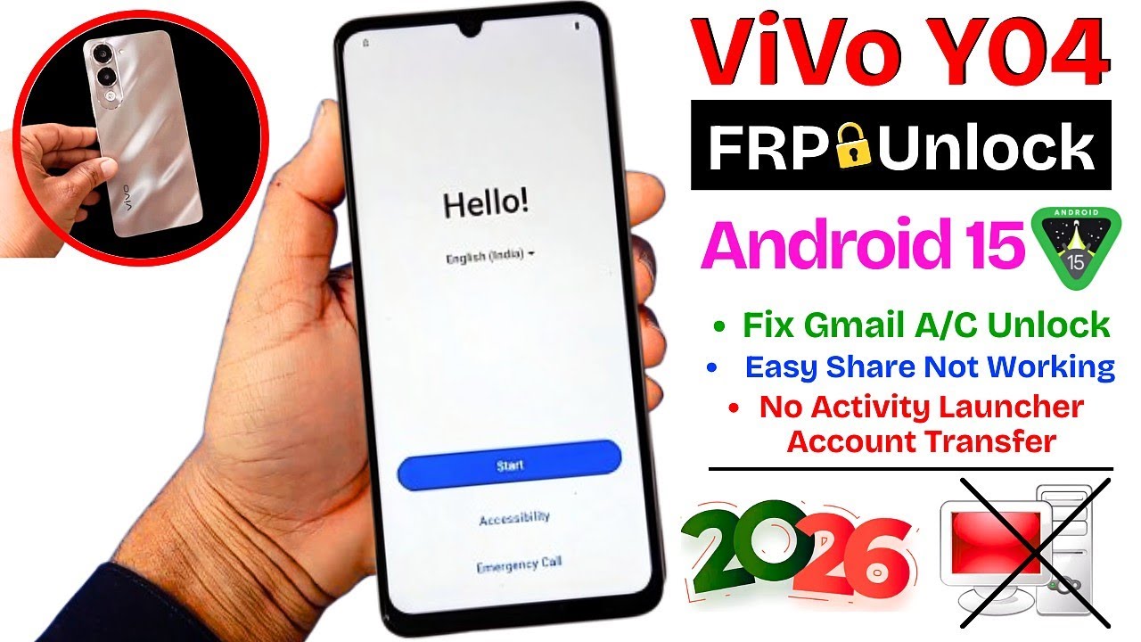 ViVo Y04 Frp Bypass 2026 Android 15 | EasyShare Not Work | Gmail Account Unlock | All Vivo Frp Lock