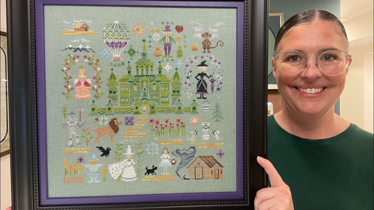 Flosstube Owl Forest Embroidery Emerald City Cross Stitch 💚💜🖤