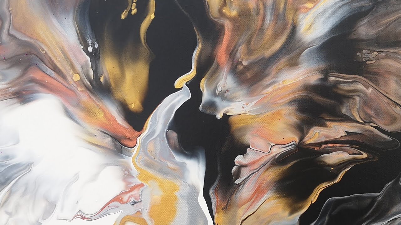 Dutch Pour /fond noir et blanc/ couleurs métalliques. #acrylicpouring #fluidart #homedecor