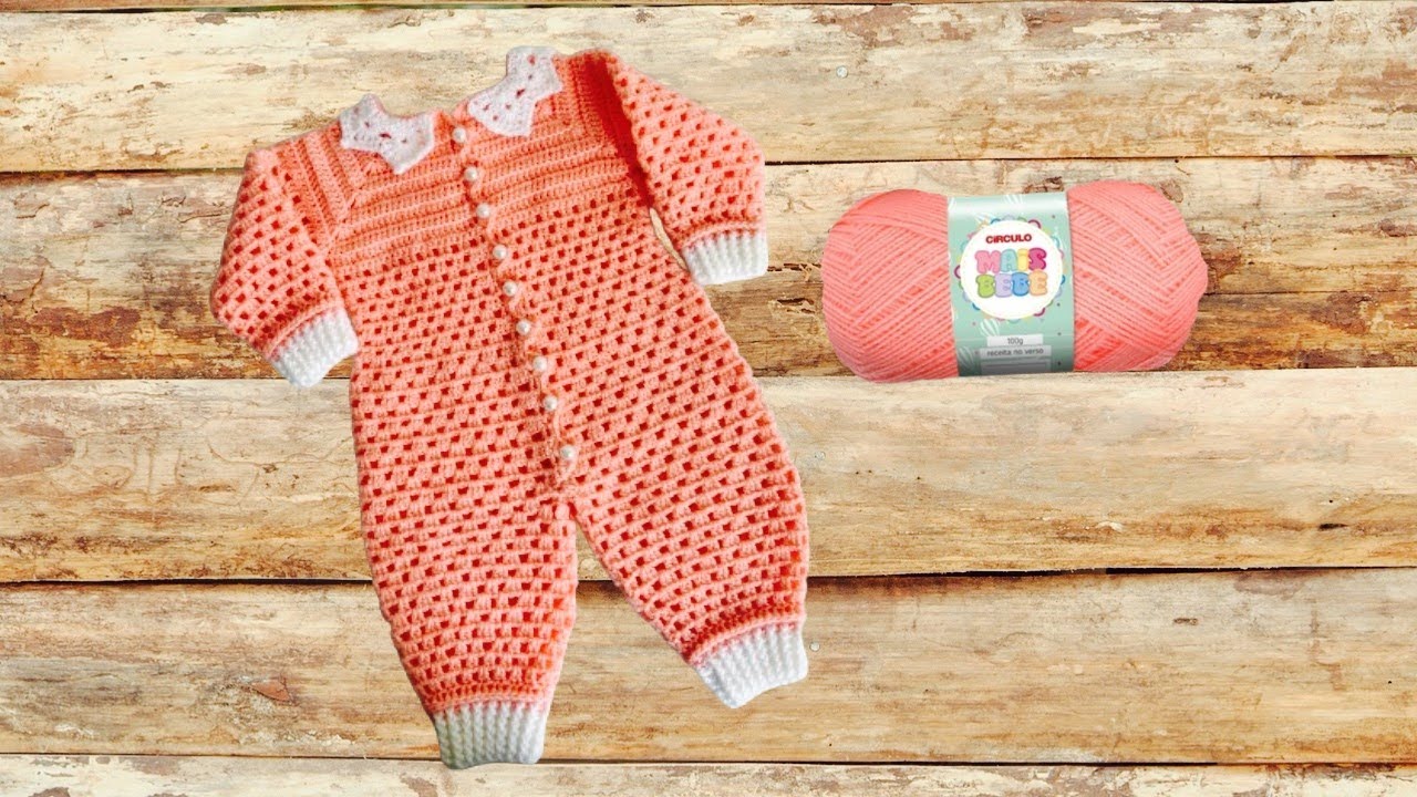 Macacão Crochê Bebê 0 a 3 meses