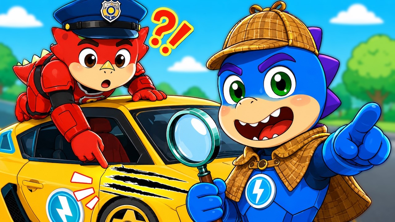 Police Bolt & Pyro Investigate a Car Scratch | Dino Action Animation | DinoCrew