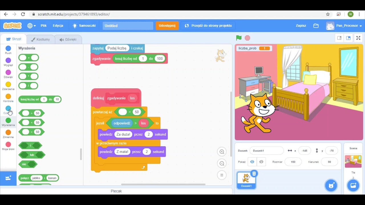 Zgadnij liczbę! Scratch.